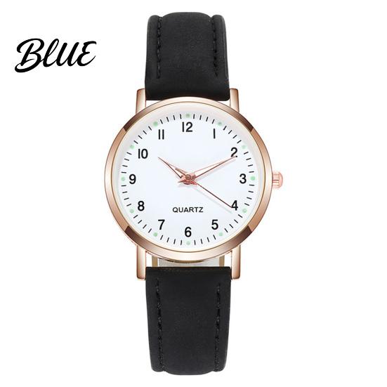 Macaron Color Watch Women Luminous Dainty Analog Quartz Adjustable Leather