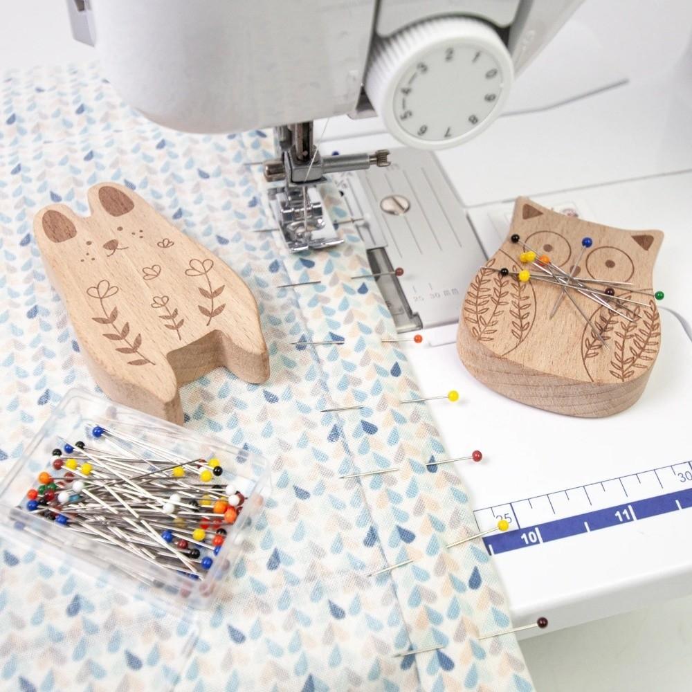 DIY Animal Magnetic Pin Holder 38mm Cross Stitch Sewing Pins Beech Wood Sewing Crafts Tool Needle Storage Picker Holder