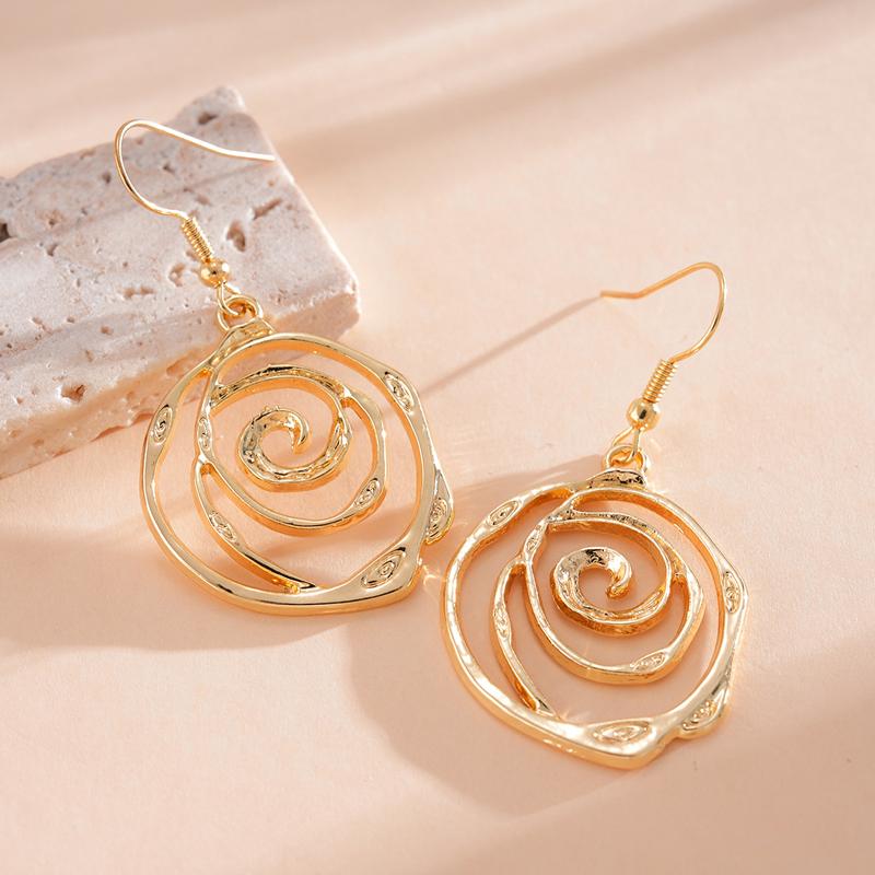 Europa und Amerika Metall Spiral Haken Ohrringe für Damen Persönlichkeit Kreisförmige Hohl Ohrringe Gothic Party Schmuck Geschenke