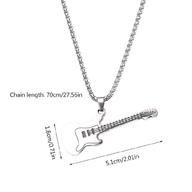 Street Mini Rock Music Guitar Pendant Fashion Titanium Steel Necklace Jewelry