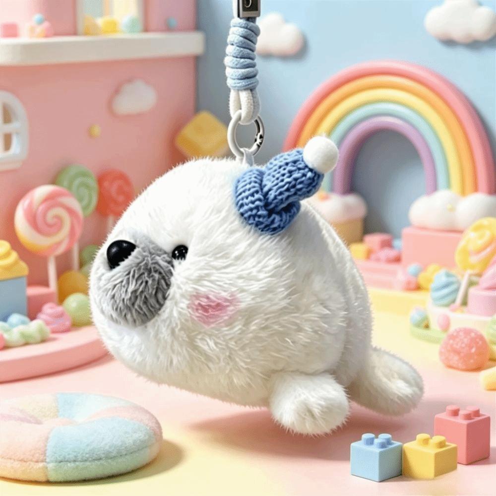 Small Plushie Dolphin Plush Keychain Soft Fluffy Seal Stuffed Doll Seal Plush Pendant Kids