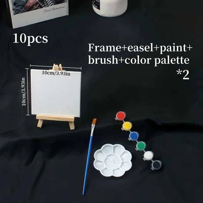 1/2/3pcs DIY Painting Set - Wooden Easel Frame, Acrylic Paints, Brushes & Blank Canvas Panel, Ideal for Oil & Acrylic Painting