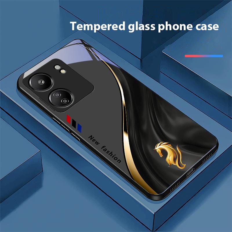 Starlight Zodiac For Xiaomi Redmi 13C Note13 12 Pro Plus 5G Note 9 13T Pro POCO X6 F5 F6 Black Tempered Glass Phone Case