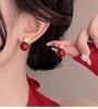 Wine red earrings, women's light luxury high-end earrings, 2026 new popular autumn and winter niche Chinese New Year earrings trend