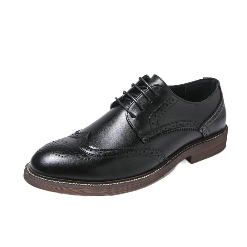 Men's Leather Shoes Men's Spring and Autumn New Men's British Business Dress Brock