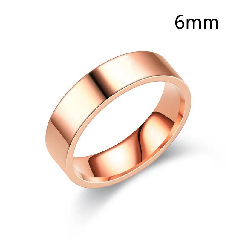 6/8mm Smooth Customized Stainless Steel Silver Color Ring for Women Men Custom Engrave Name Logo Lover Couple Charm  Gift