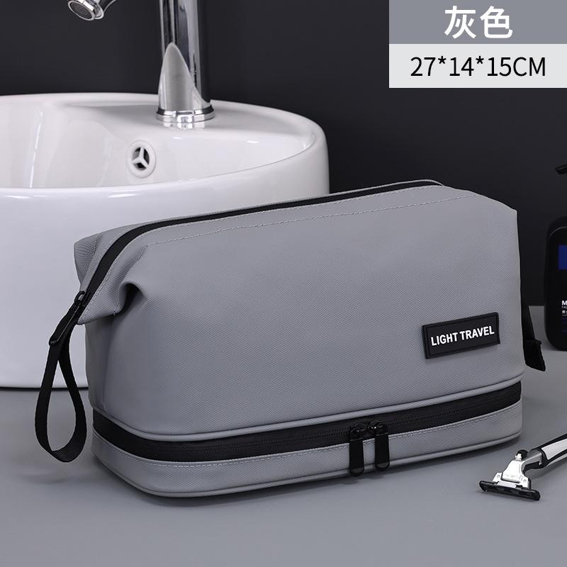 Cross Border Smooth Double Layered Men s Grooming Bag Multifunctional Large Capacity High-end Travel Portable Cosmetics Storage