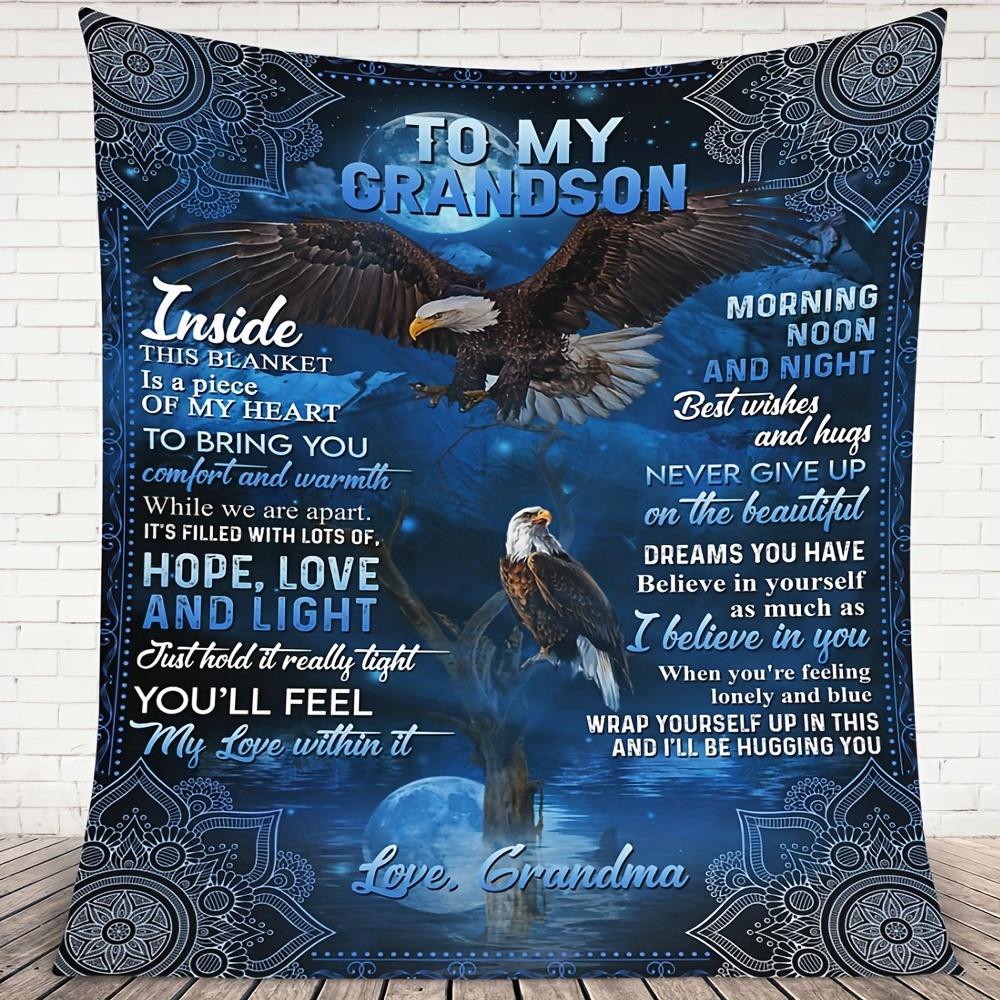 

1pc Warm and Cozy Flannel Blanket for Grandson from Grandmom - Soft Throw Blanket for Couch, Bed, and Sofa 150x200cm