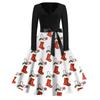 Women's Fashion V-Neck Relaxed-Fit Christmas Print Long-Sleeved Dress