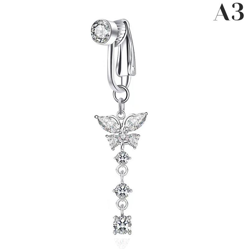 Faux Fake Belly Butterfly Fake Belly Piercing Clip On Umbilical Navel Fake Pircing Zircon Cartilage Clip On Earring Body Jewelry