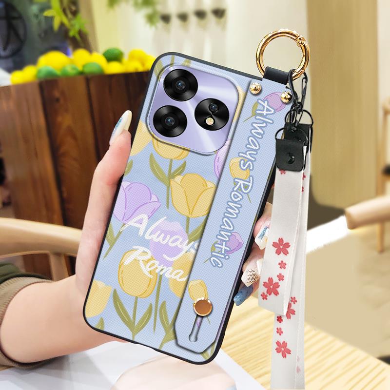 Fashion Design Wrist Strap Phone Case For UMIDIGI A15/A15C Protective Ring Anti-dust Back Cover Anti-knock Wristband