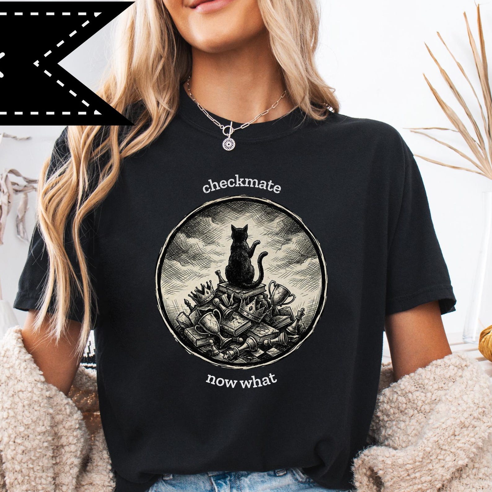 Checkmate Cat Shirt, Philosophical Humor Tee, Cat Dad Gift S