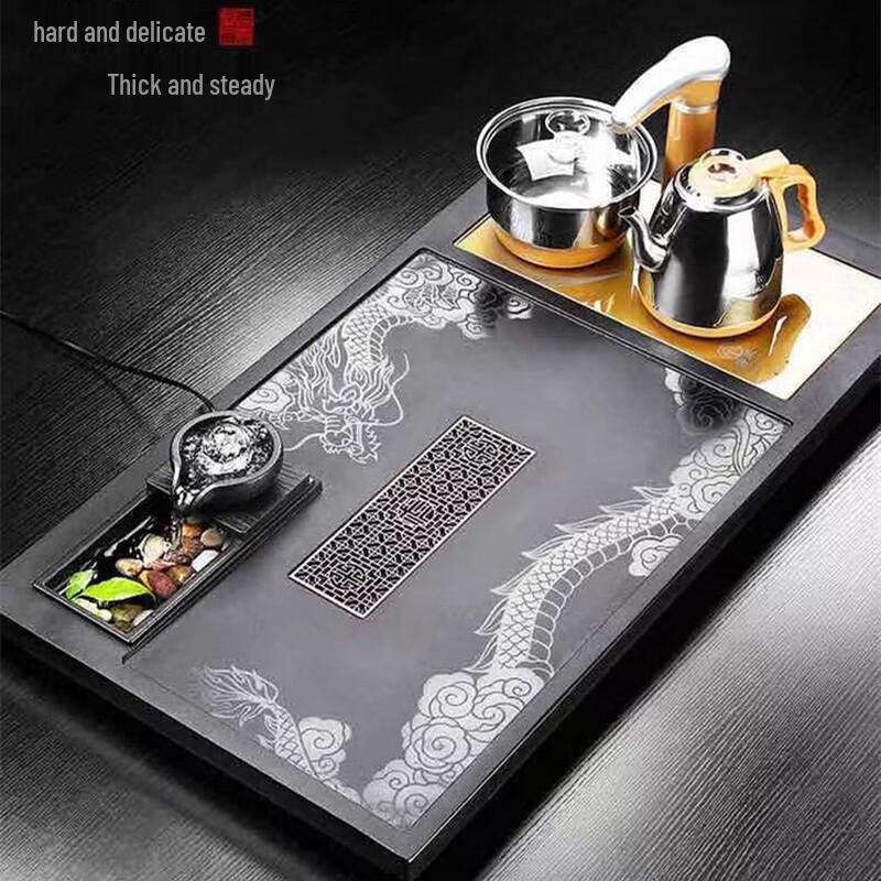 Natural Black Gold Stone Tea Tray