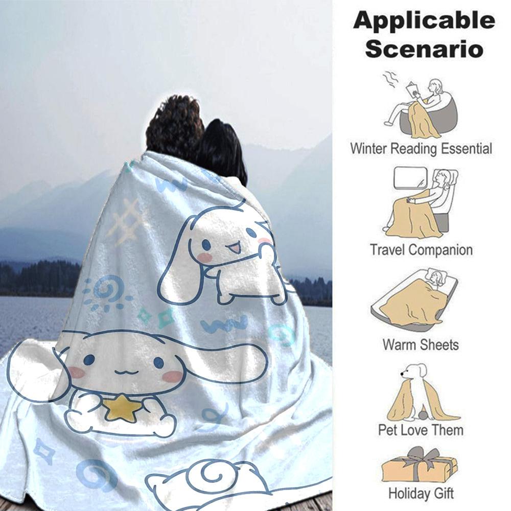 1 st Cinnamoroll Namntäcke Lätt Flanellpläd för Soffa Säng Resa Camping Vardagsrum Kontor Soffa Stol