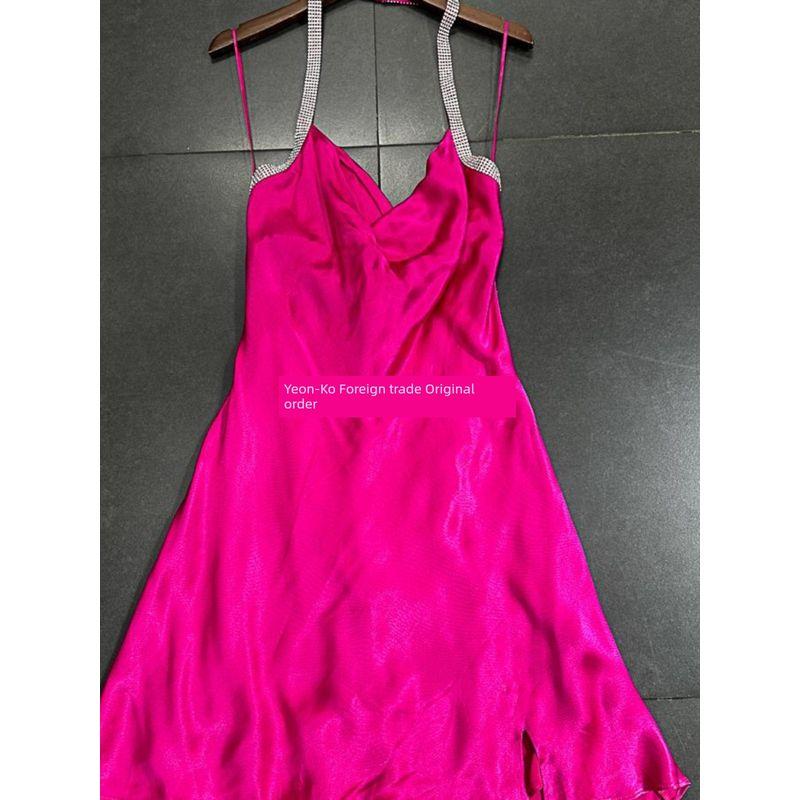 Export Single @ STR Pure Original Halterneck Smooth Material V Neck Backless Halter Halterneck Dress Skirt Dress Women's Summer