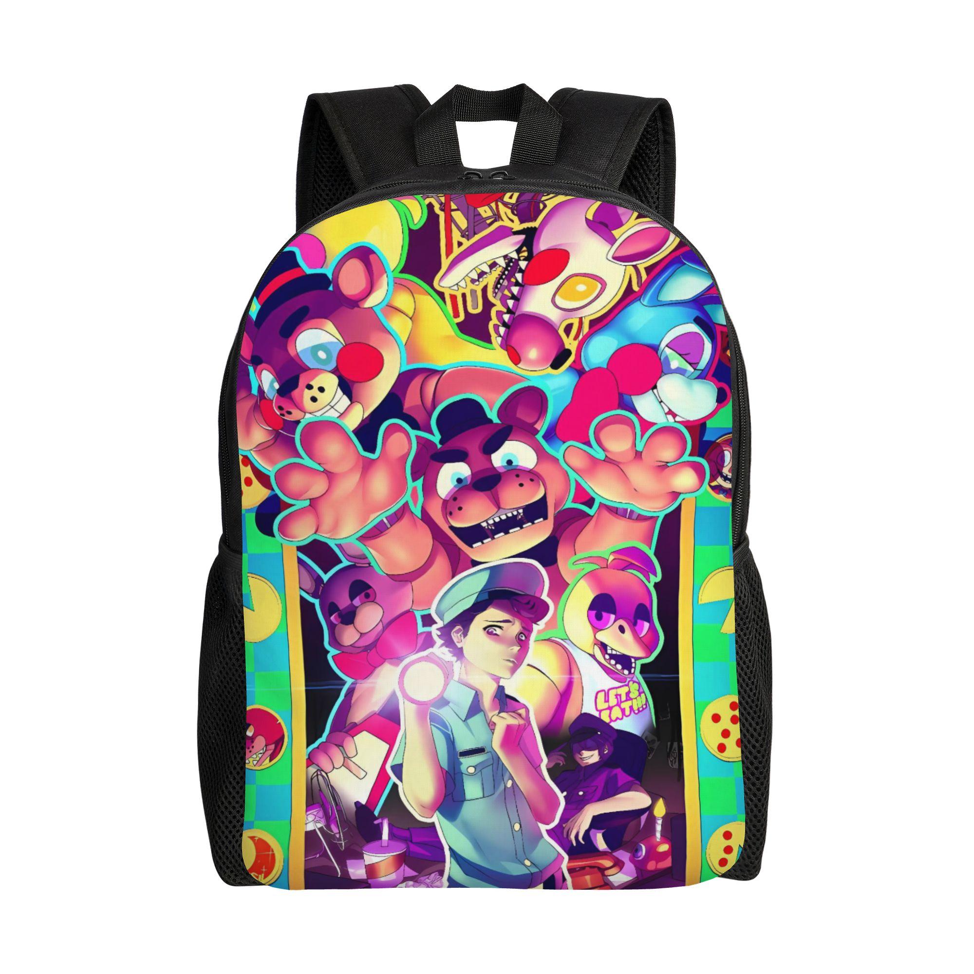 FNAF Horror Game Rugzak Mannen Grote Rugzakken Polyester Casual Middelbare School Tassen Reizen Custom Rugzak (as the picture,as picture)