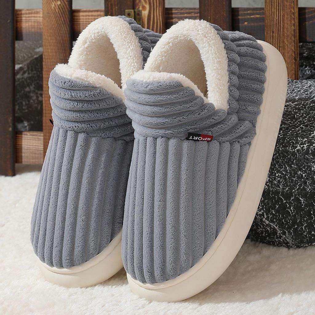 Comfort Plus Velvet Cotton Slippers with Heel Cover - Cozy Indoor Winter Footwear for Couples