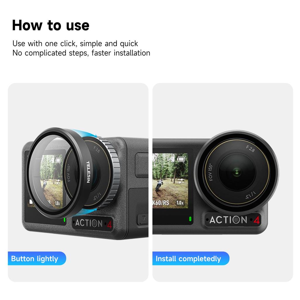 TELESIN CPL ND8 ND16 ND32 Lens Set Aluminium Alloy Frame for DJI OSMO Action 3 4 5pro ND CPL Filter Action Camera Accessories