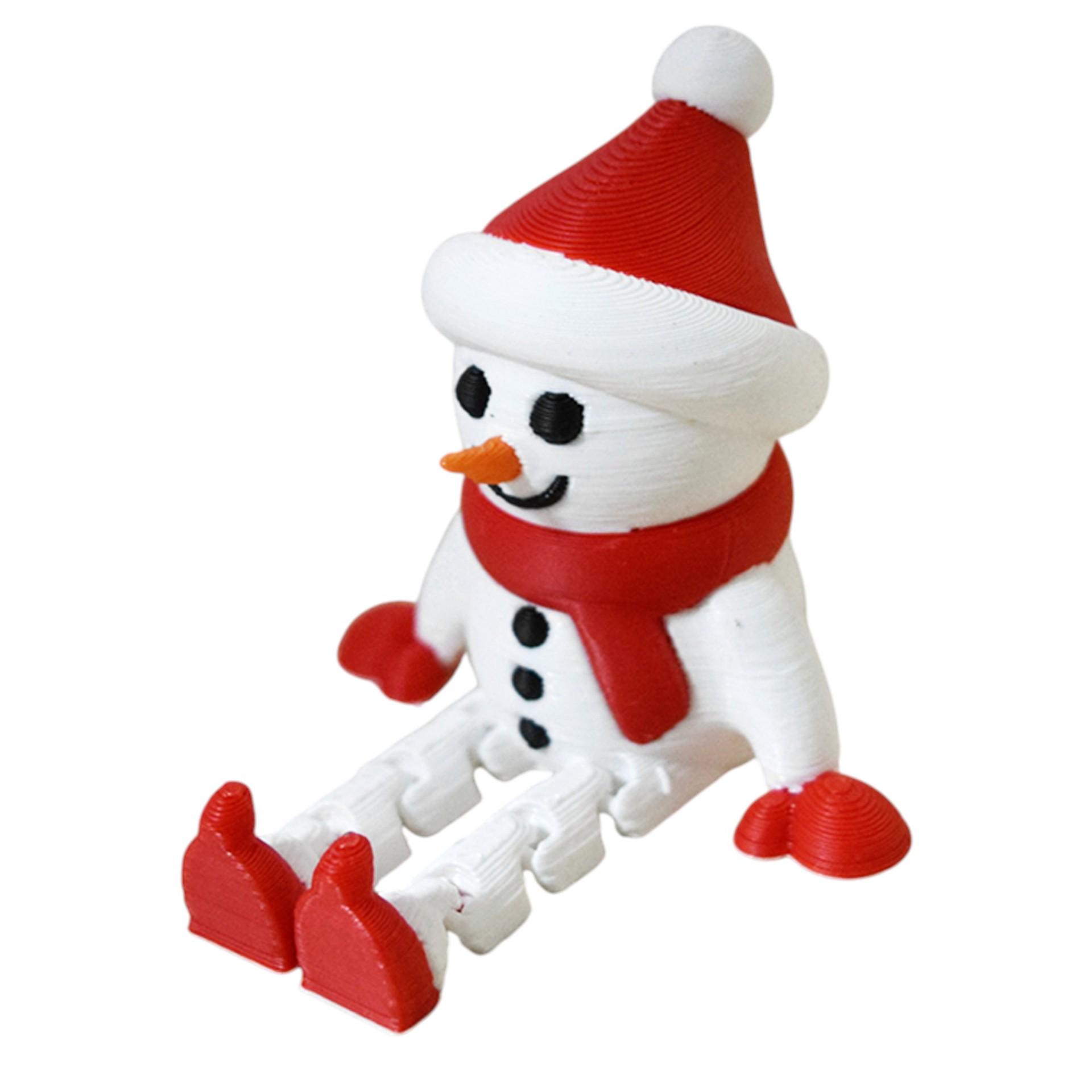 

Cross 3D Printed Snowman Ornament: Festive Desktop Accessory, Christmas Decoration, Gift, and Trendy Toy. red and white