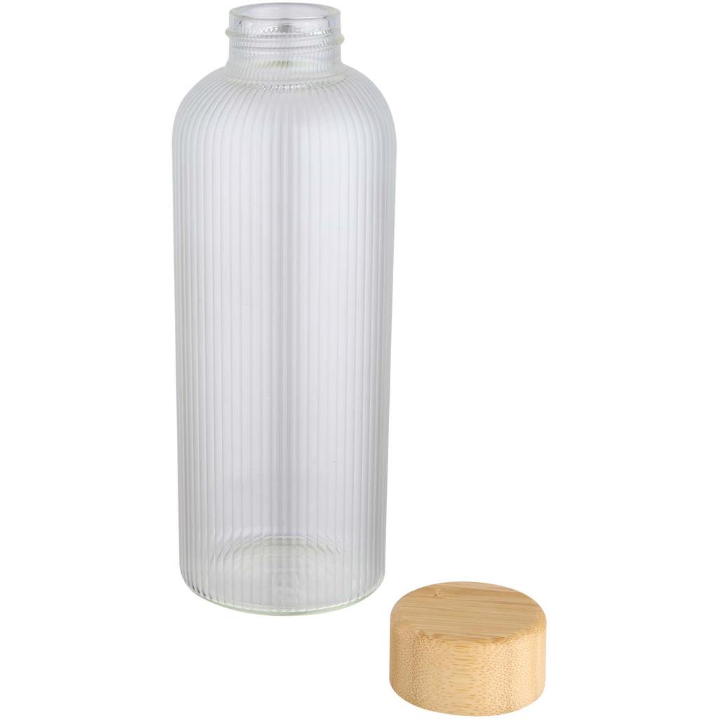 Bottle, 650 Ml Glass Borosilicate De Pared Simple with Lid De Bamboo "Mirage" Transparent