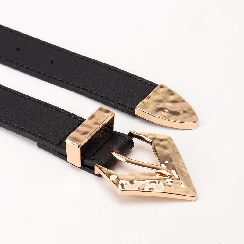 Retro Women's Leather Belt with Trendy Alloy Buckle - Perfect for Jeans and Dresses