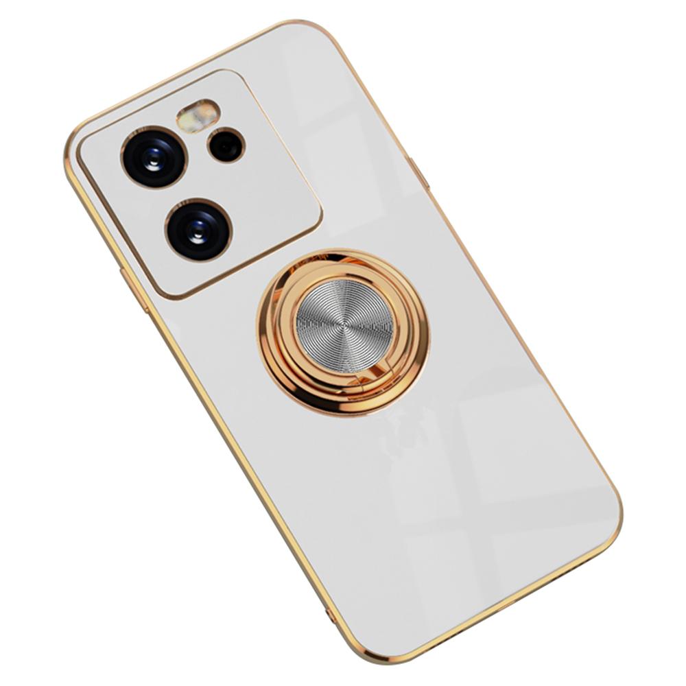 Für Xiaomi 13T/13T Pro Hülle Präzise Aussparungen 6D Galvanisierung TPU Handyhülle mit Ringhalter