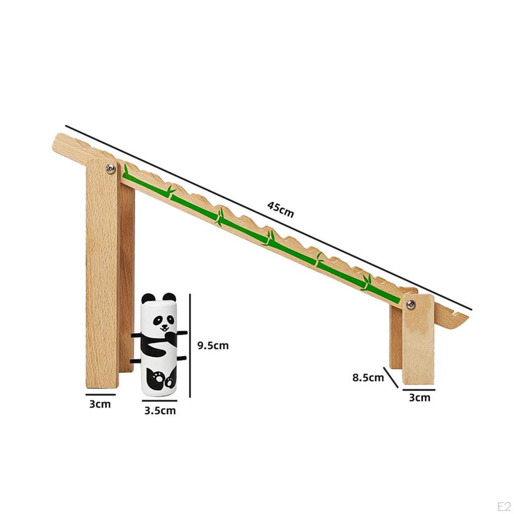 Toddlers Panda Slide Stairs Indoor Toy, Wooden Race Track Game Set, Small Climbing Toys