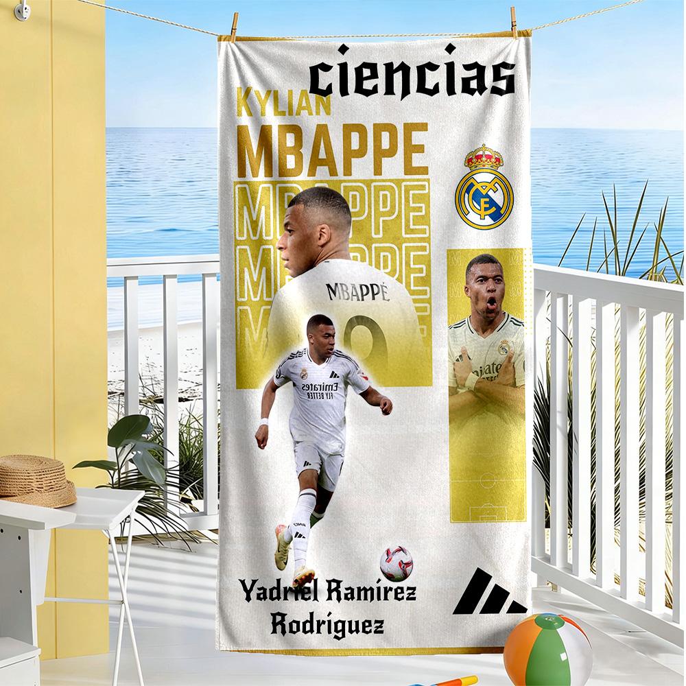 Mbappe Beach Towel High Absorbency & Quick-Dry Comfortable Lightweight Suitable for Sports, Travel, Swimming, Yoga, Bathroom, Beach, And Pool