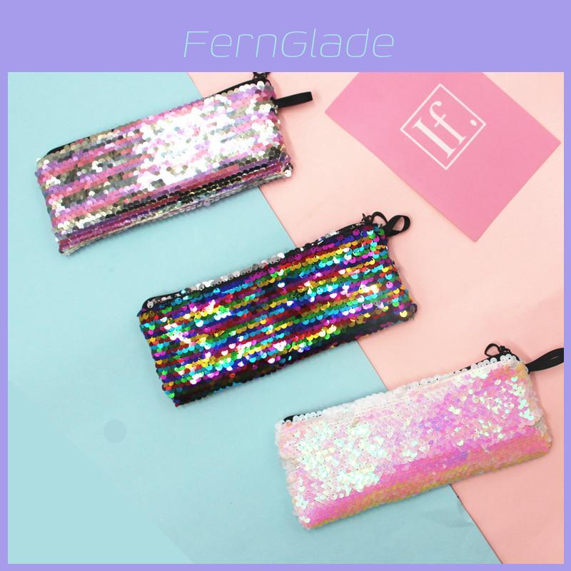 Mermaid Glitter Pencil Case With Dualcolor Sequin For Students And Kids