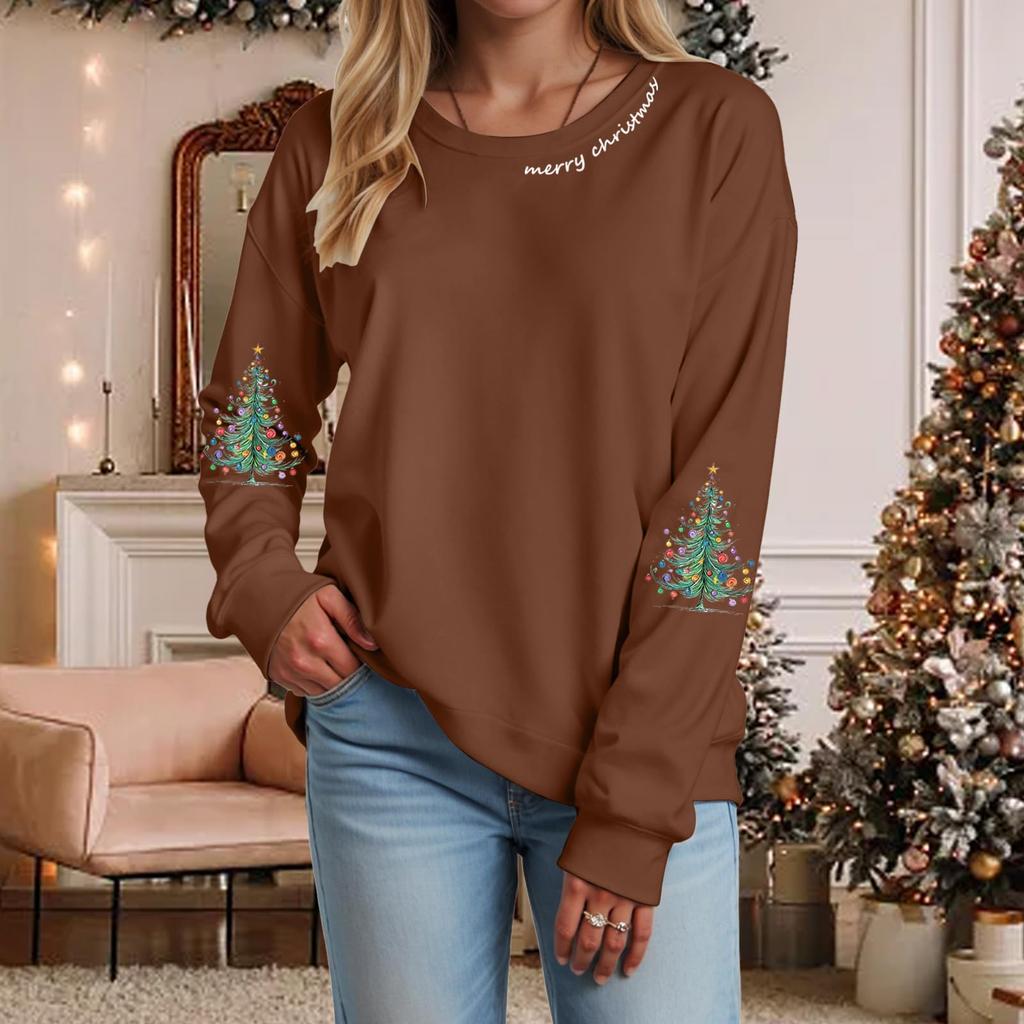 Ladies' Loose Comfortable Casual Fashionable Christmas Printed Hooded Sweatshirt