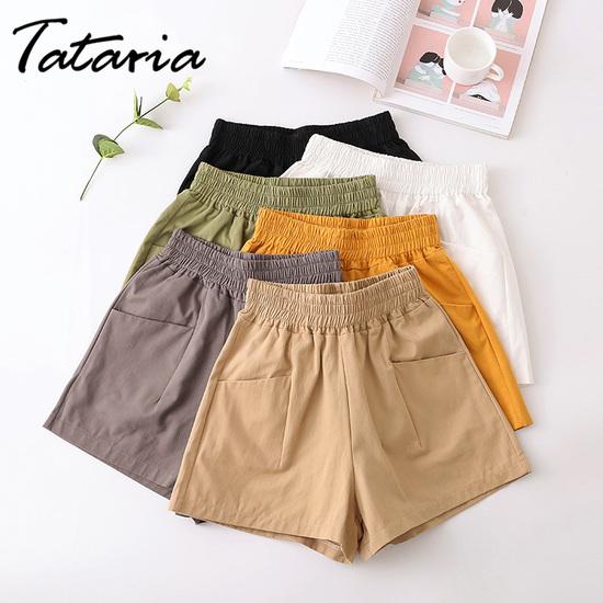 Buy 2021 Women Cotton Shorts Wide Leg 