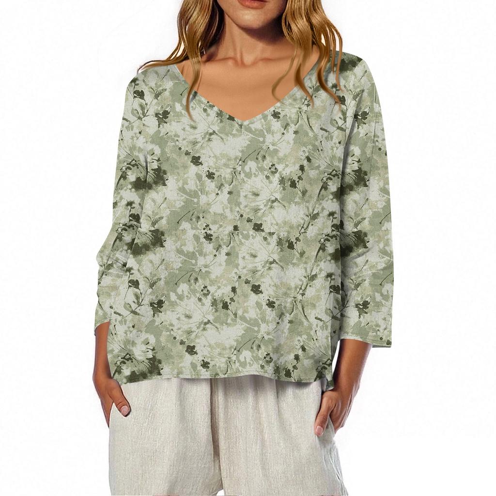 3/4 Length Sleeve Womens Tops Summer Trendy  V-Neck Blouses Dressy Casual  T-Shirt Summer Outfits Beach Vacation