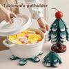 Solid Wood Christmas Tree Coasters Non-Slip Base Foldable Wooden Heatproof Trivet High Temperature Resistant Dish Mats