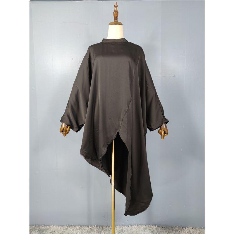 

Export Single Fashion Personality plus Size Fat Girl Batwing Sleeve Slimming Slim Fit High Quality Smooth Fabric Irregular Top Black All yards