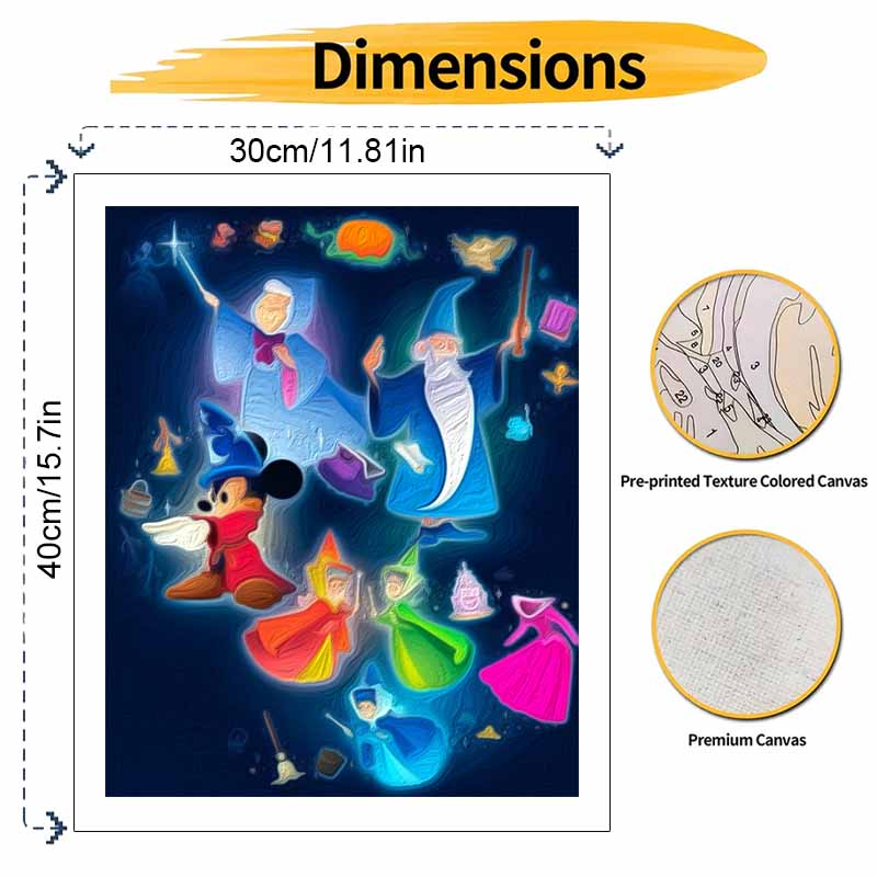 Disney oil painting Mickey Mouse magic wizards fairy art handmade diy painting home decoration gift