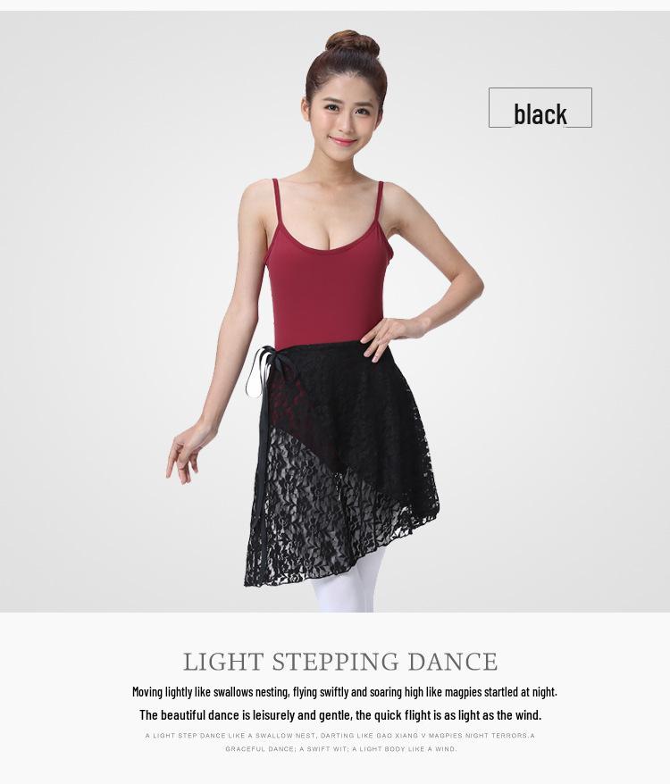 Ballet Chiffon Tulle Midi Skirt with Lace Panel and Tie-Up for Classical and Chinese Dance - Adult and Child Sizes