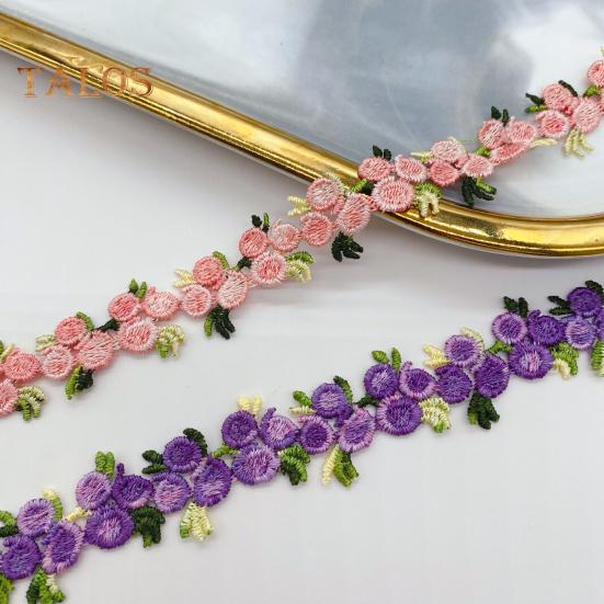 15 Yards Flower Lace Trim Ribbon Polyester Embroidered Lace Applique Strip Flower Lace Ribbon Sewing Fabric for DIY Crafts Wedding Decorations