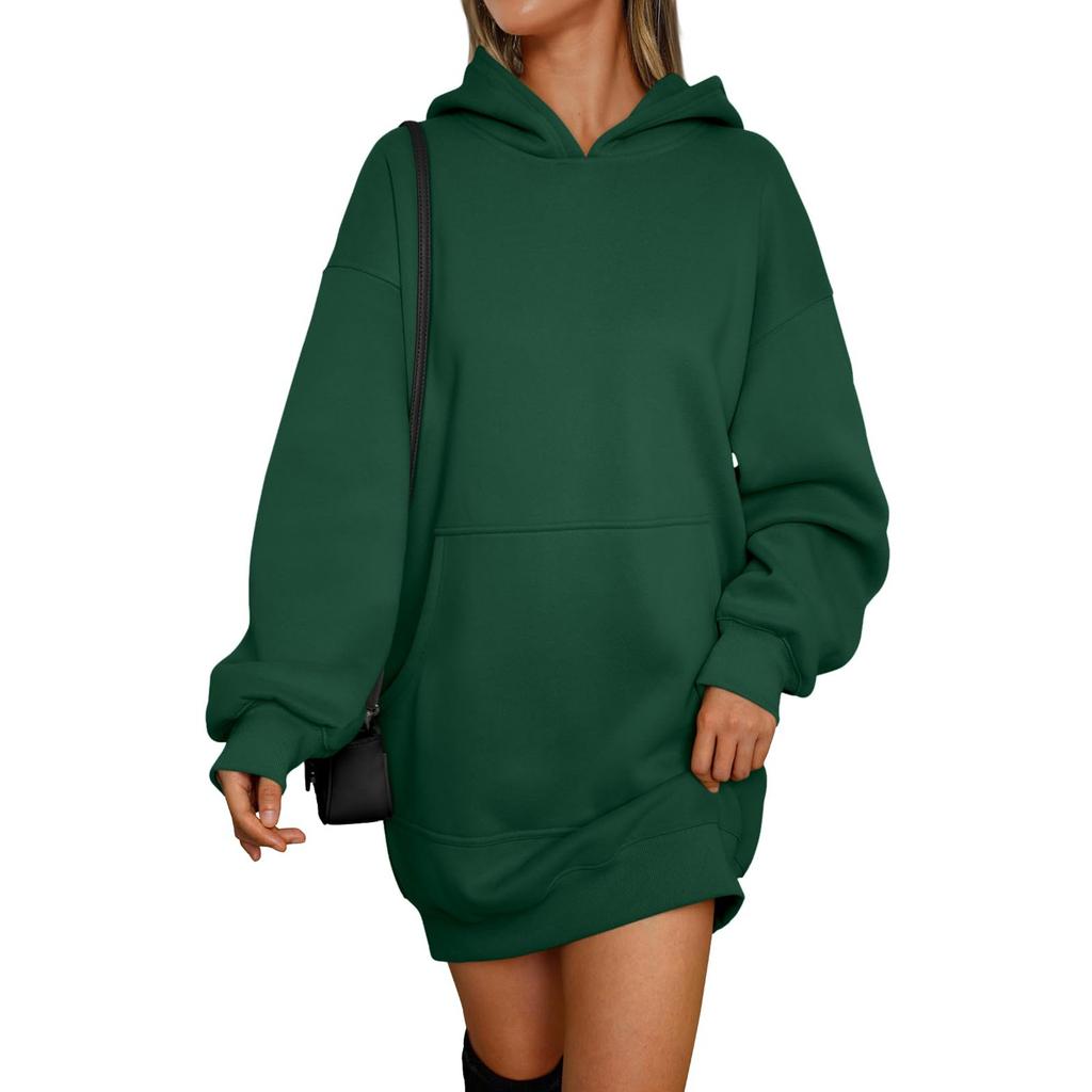 Womens Long Sleeve Hoodie Dress Womens Versatile Drawstring Pullover Sweatshirt Hoodie Dress