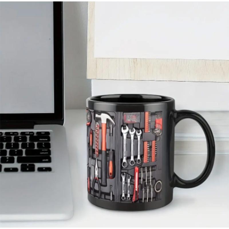 1 Stück Keramik handbemalte mechanische Tasse, Werkzeugkasten Keramik Kaffeetasse, geeignet für Zuhause, Bar, Camping und Autoenthusiasten