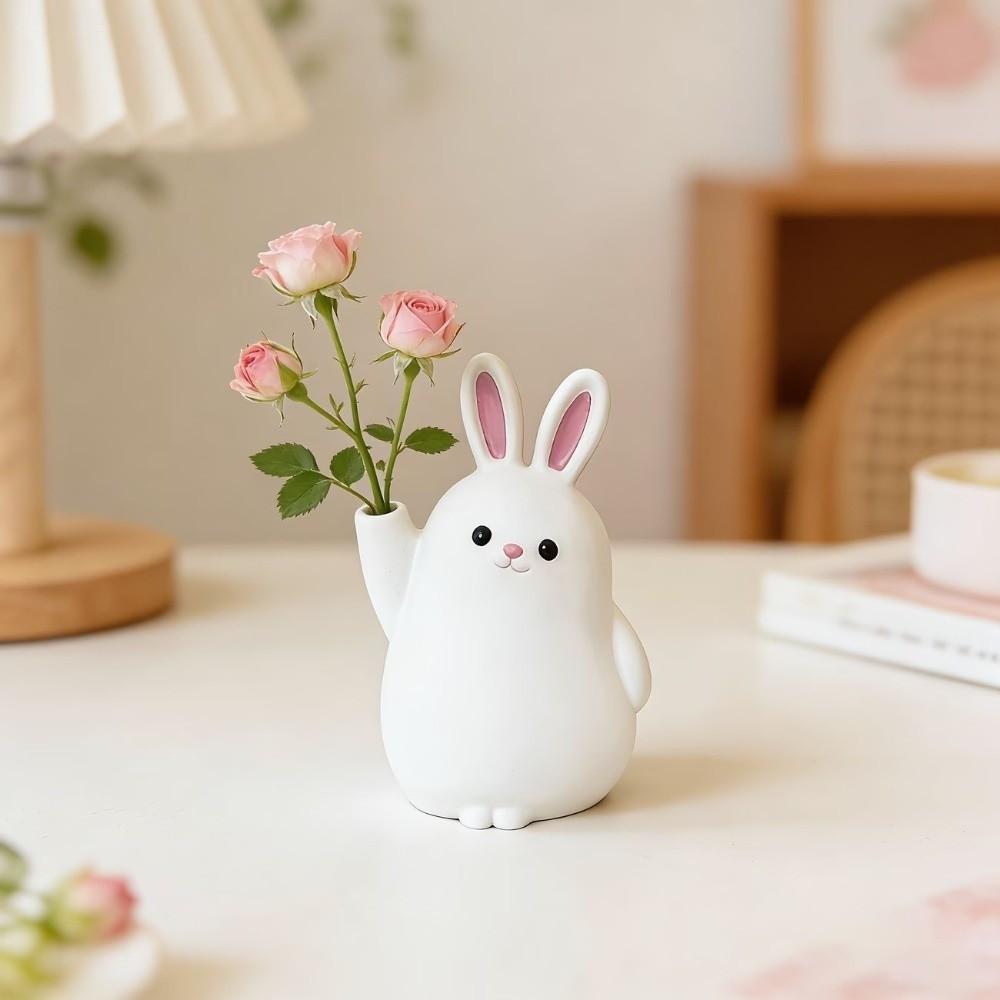3D Printed Plastic Rabbit Vase Kawaii Small Flower Pot Cute Desktop Ornament  Bedroom