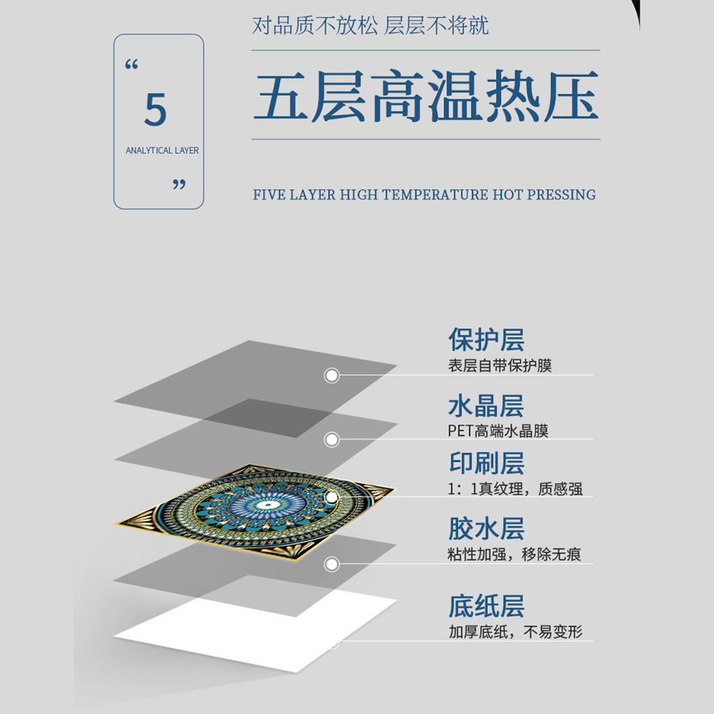 10 Pieces Of Mandala Flower Brick Self-Adhesive Wall Sticker Waterproof Oil-Proof Kitchen Living Room Wall Decoration European Crystal Tile Sticker