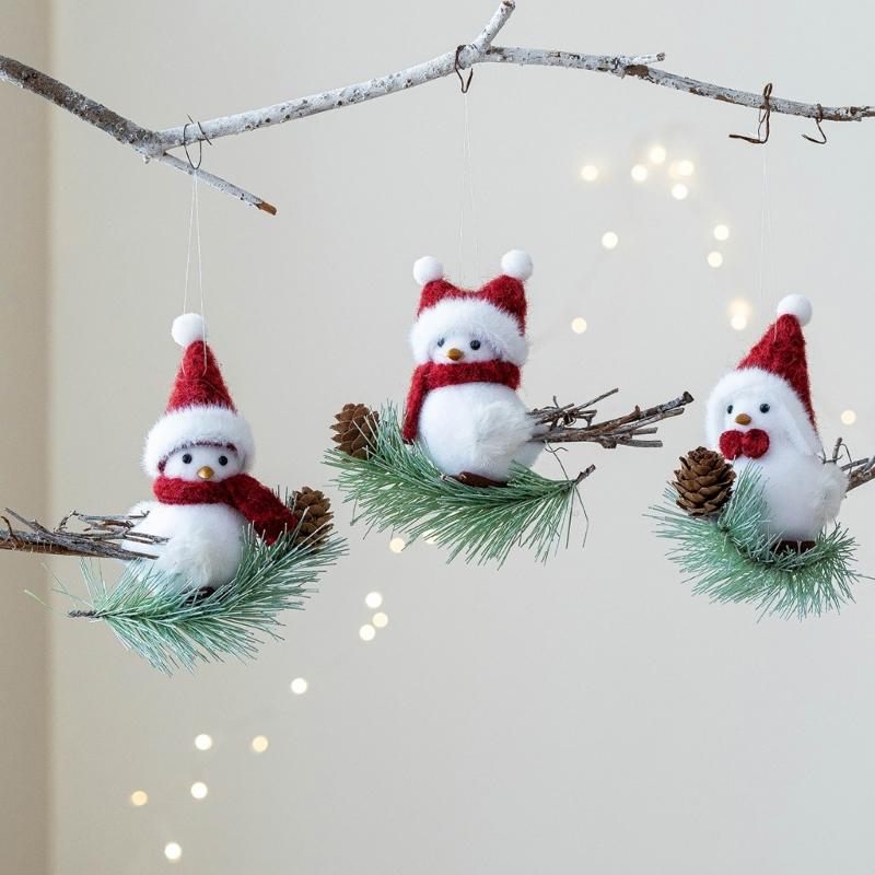 Lovely Fabric Christmas Bird Holiday Decorations For Couple Bedsides Table Desk Sofa Display