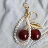 Cute Black/Red Color Cherry Keychain Sparkling Resin Hanging Keychain Bag Charm