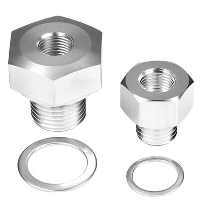 Öldrucksensor-Adapter, tragbar, silberfarben, Stecker M12 x 1,5/M16 x 1,5 auf Innengewinde 1/8 NPT, inklusive Dichtung