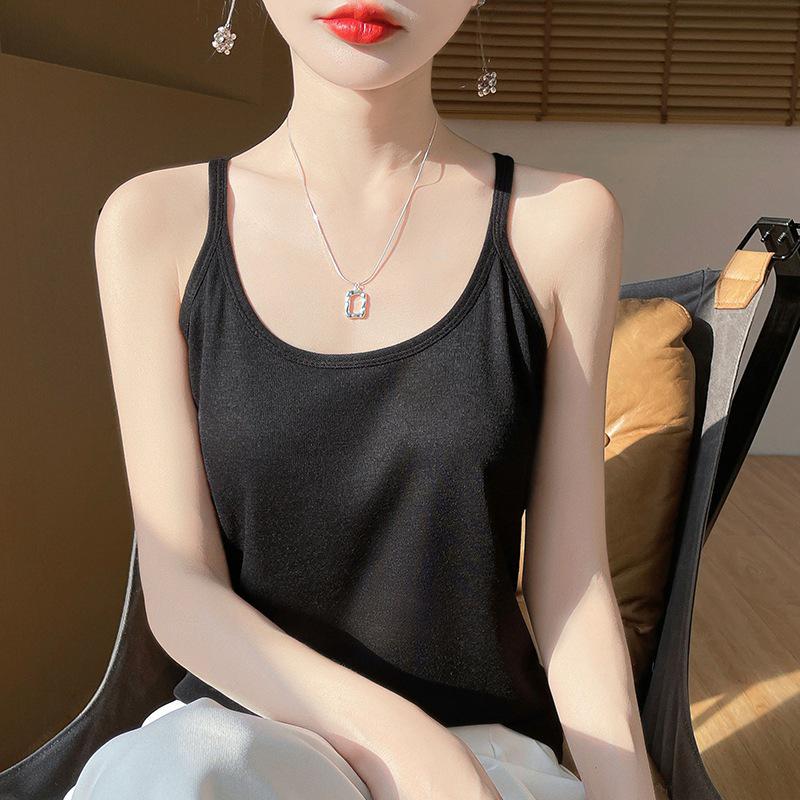 Trendy Summer Spaghetti Strap U-Neck Solid Sleeveless Women's Fashion Vest