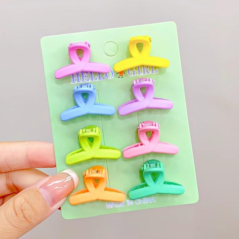 8pcs/set Black Colorful Geometric Plastic Small Hair Claws For Sweet Girls Mini Hair Clips Hairpin Kids Lovely Hair Accessories