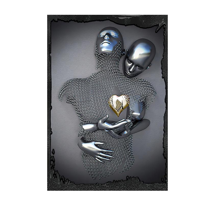 

Металлический постер с персонажем для любителей сердца, настенная живопись на холсте, романтическое искусство, абстрактные постеры и принты для домашнего декора комнаты, подарок 21x30 No Frame