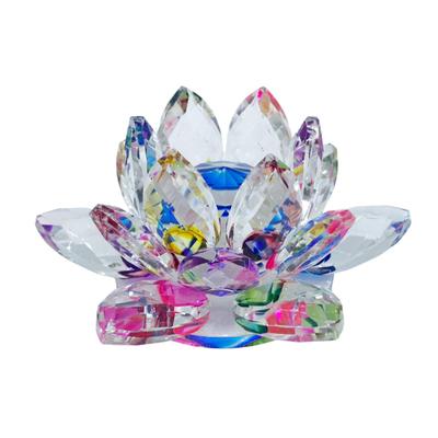 Lunari Lotusblume Kristallglas Figur, Feng Shui Dekor, Glücksbringer Sonnenfänger, Aurora Lotus Regenbogen (Regenbogen)
