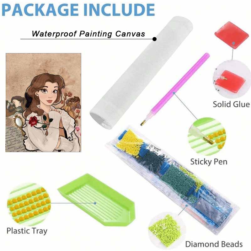 Disney Diamond Painting 5D DIY Beauty and the Beast Diamond Painting Art Diamond Painting Kit Adult/Beginner Gift Idea Home Decor