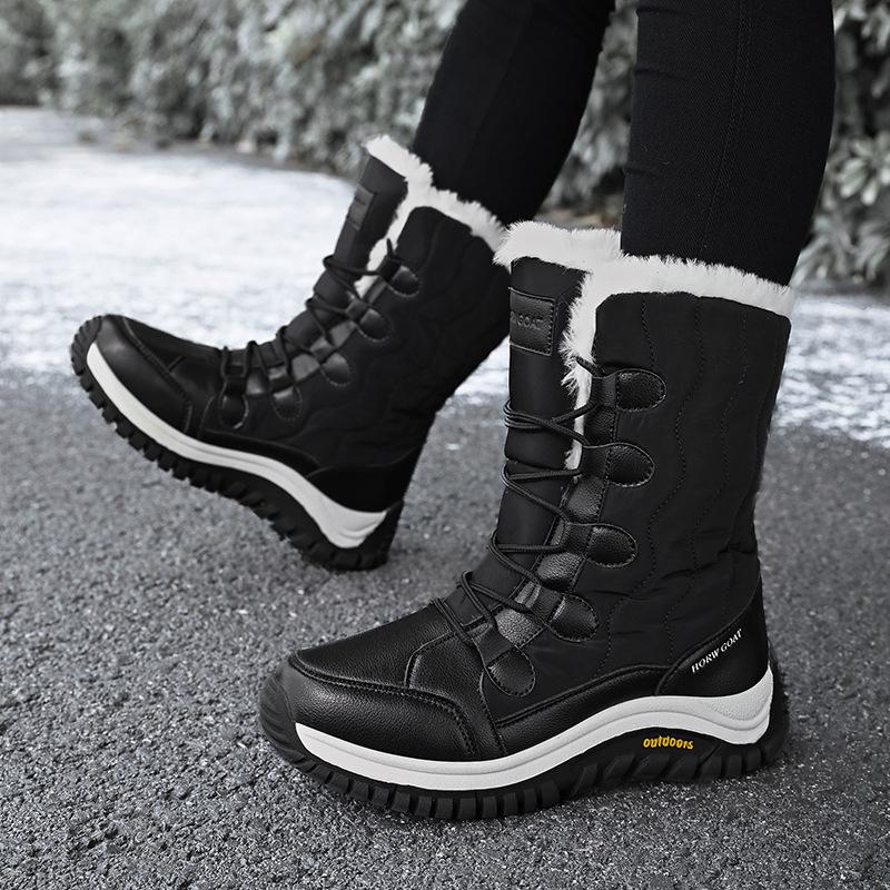 Winter New Northeast Cotton Shoes, Fleece-Lined Thickened High-Top Snow Boots for Women, Wear-Resistant Non-Slip Outdoor Plus Size Boots for Women
